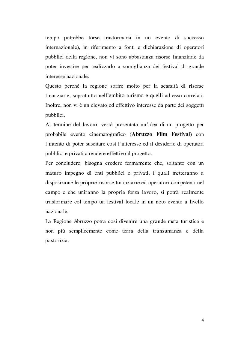 Anteprima della tesi: Un film festival in Abruzzo come promotore dello sviluppo turistico, Pagina 4