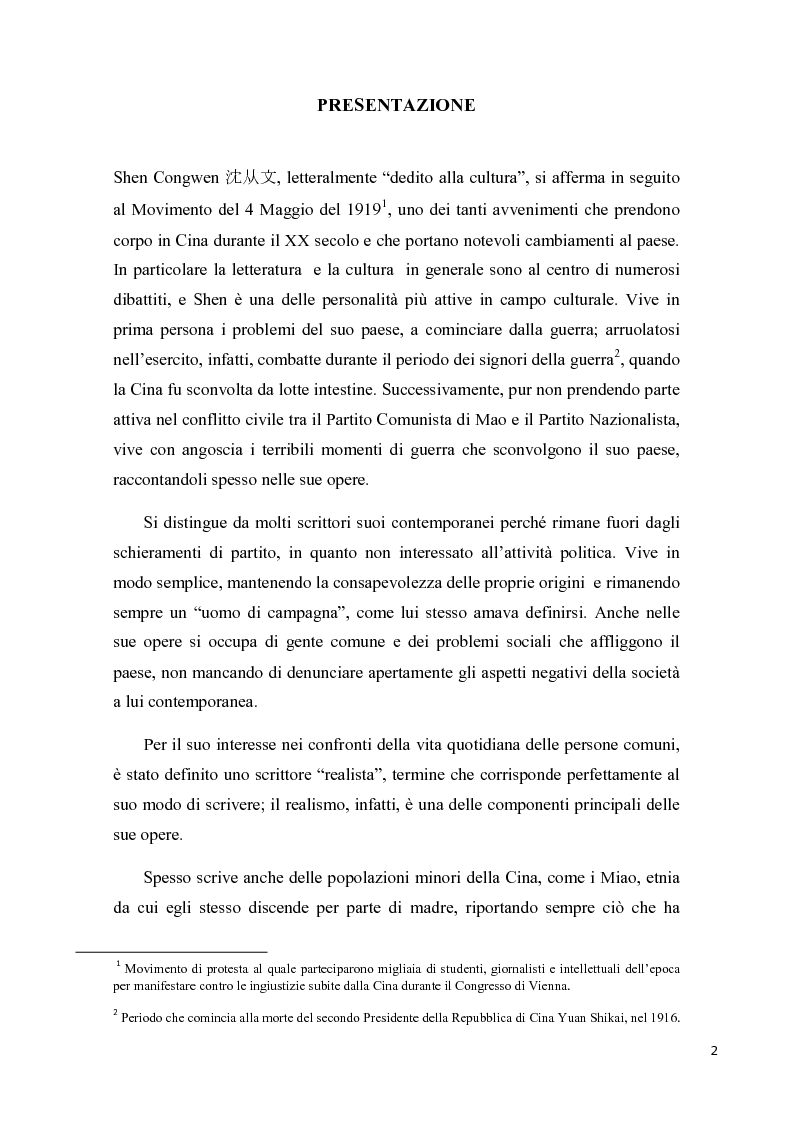 Anteprima della tesi: Shen Congwen: tra antico e moderno, Pagina 2