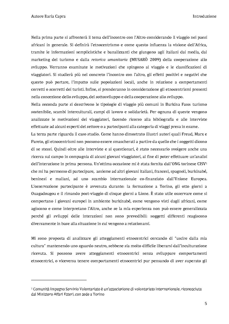 Anteprima della tesi: L'incontro con l'Altro - Giovani viaggiatori in Burkina Faso, Pagina 2