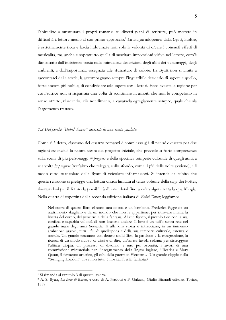 Anteprima della tesi: Visita guidata a ''Babel Tower'' di Antonia Susan Byatt, Pagina 2