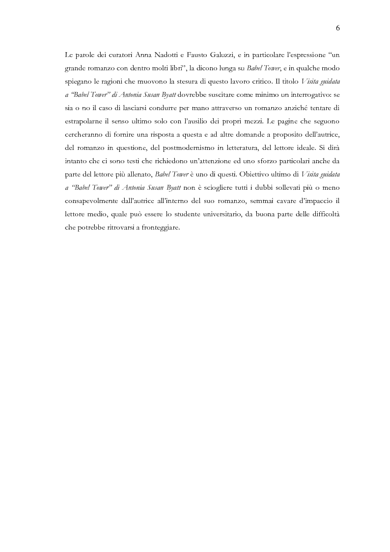 Anteprima della tesi: Visita guidata a ''Babel Tower'' di Antonia Susan Byatt, Pagina 3