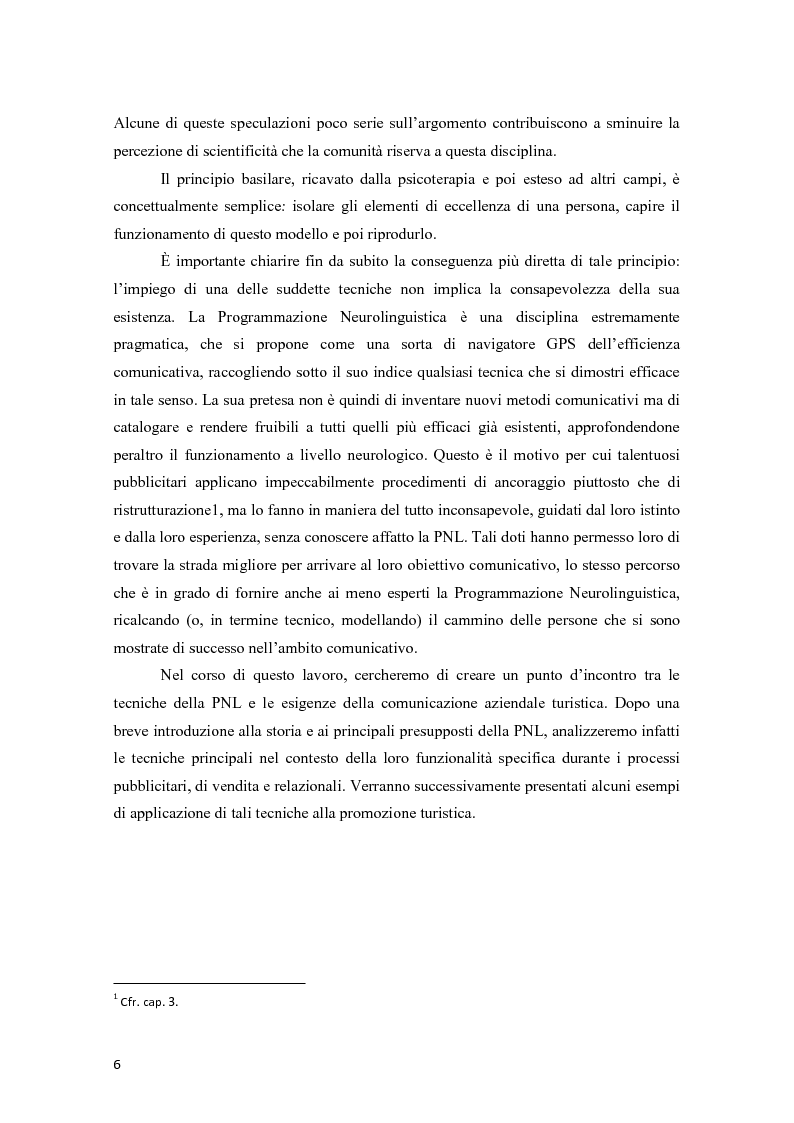 Anteprima della tesi: La programmazione neurolinguistica nella comunicazione aziendale turistica, Pagina 2