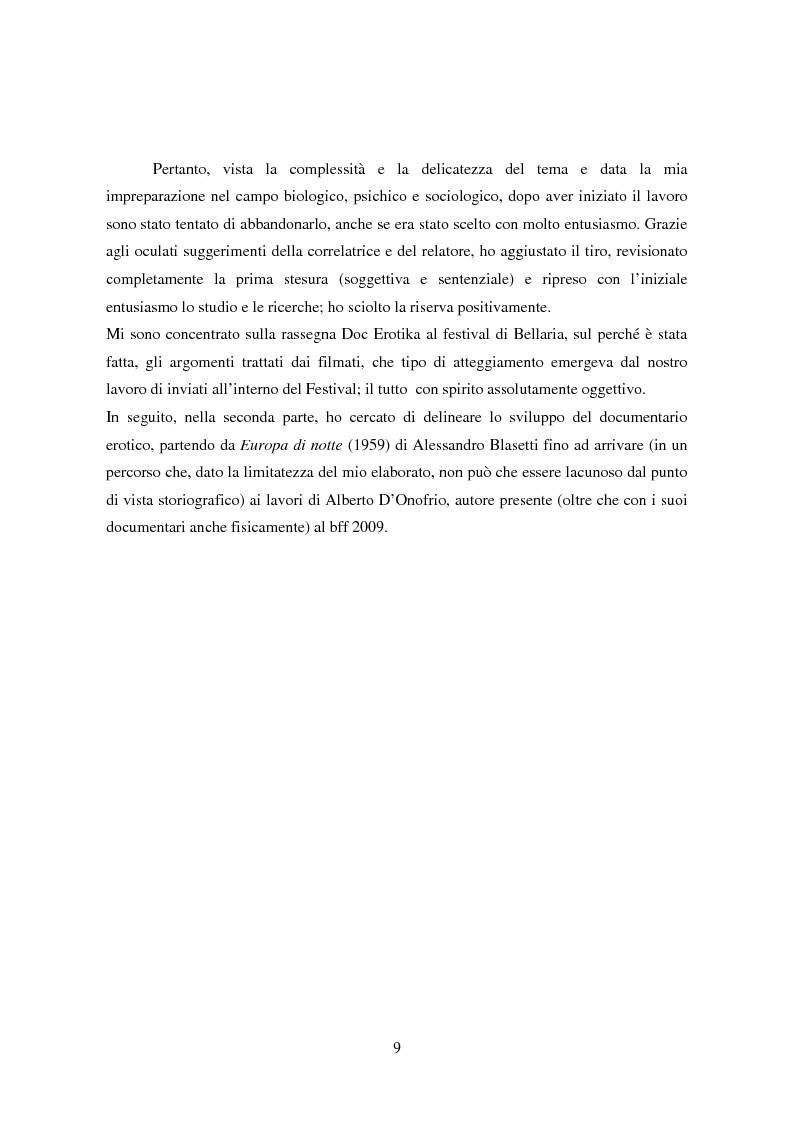 Anteprima della tesi: Tra pornografia ed erotismo: il documentario come strumento didascalico - Il caso Doc Erotika al Bellaria Film Festival, Pagina 6