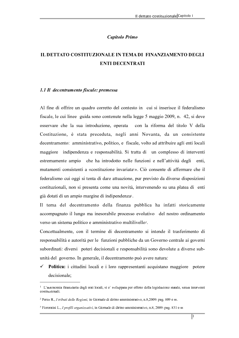 Anteprima della tesi: Federalismo fiscale: i riflessi sugli enti territoriali, Pagina 5