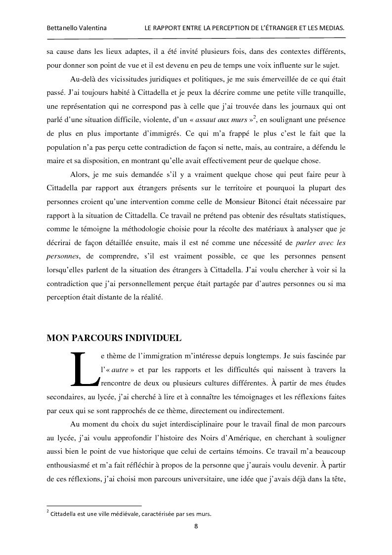 Anteprima della tesi: Le rapport entre la perception de l'étranger et les médias, Pagina 2