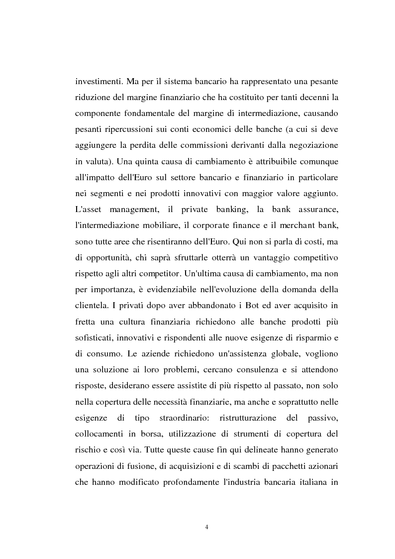 Anteprima della tesi: Determinanti ed obiettivi delle concentrazioni bancarie in Italia e gli effetti nel rapporto con le imprese, Pagina 4