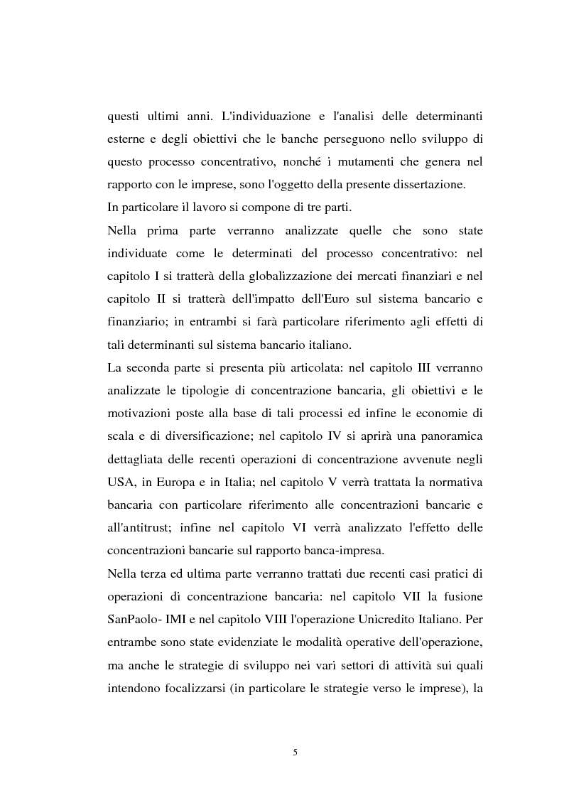 Anteprima della tesi: Determinanti ed obiettivi delle concentrazioni bancarie in Italia e gli effetti nel rapporto con le imprese, Pagina 5