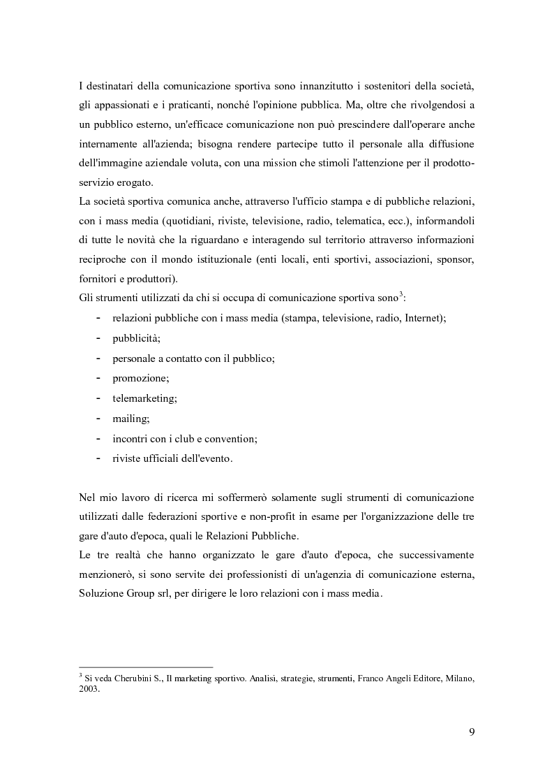 Anteprima della tesi: La comunicazione negli eventi sportivi: studio di tre casi di gare d'auto d'epoca, Pagina 5