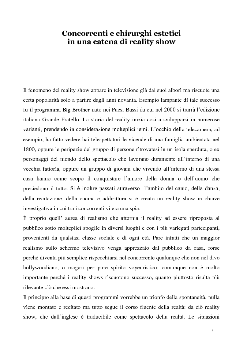 Anteprima della tesi: La concezione della chirurgia plastica nei reality show, Pagina 3