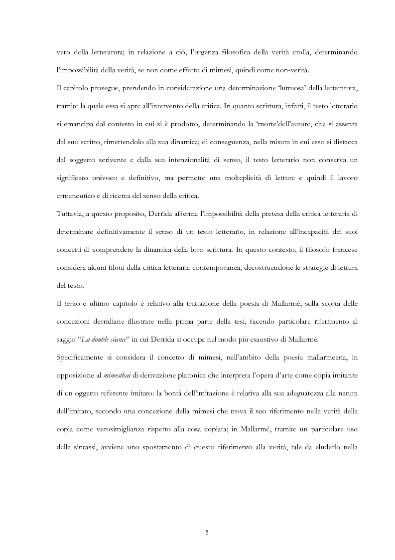 Anteprima della tesi: Derrida lettore di Mallarmé, Pagina 5