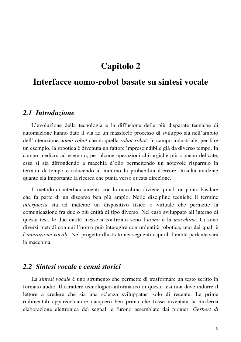 Anteprima della tesi: Sviluppo di un'interfaccia uomo - robot basata su sintesi vocale per concatenazione, Pagina 3