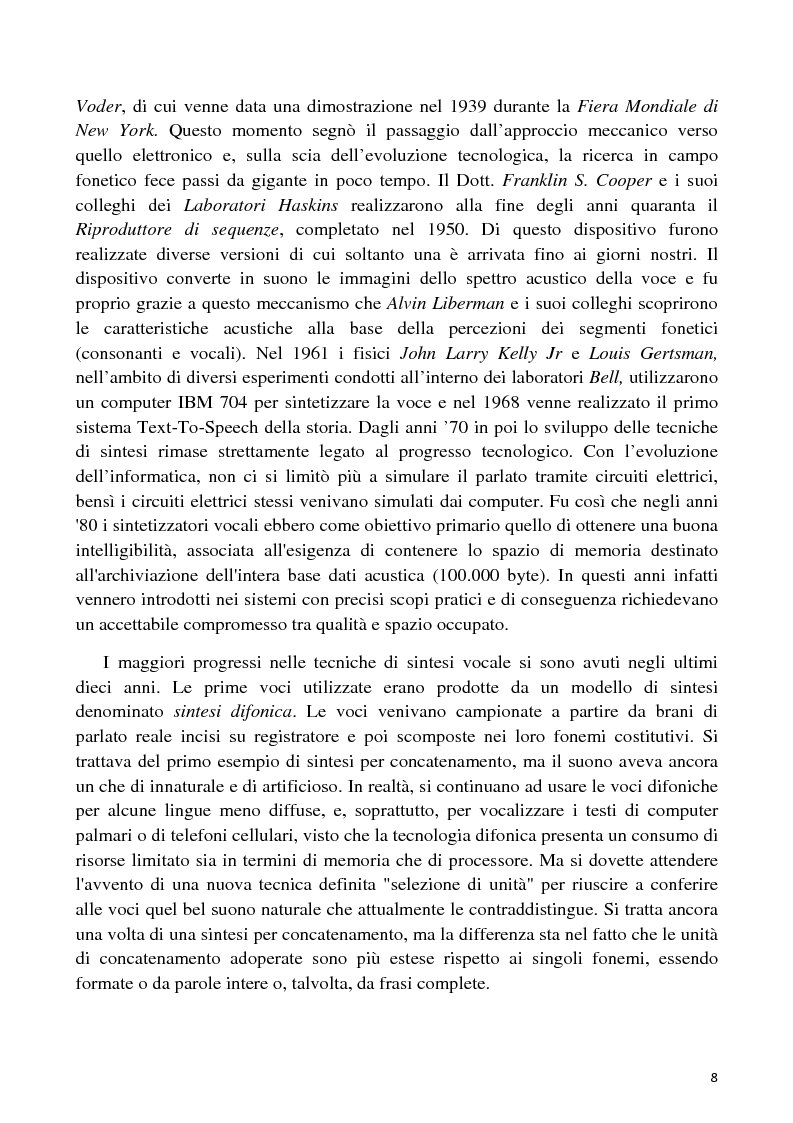 Anteprima della tesi: Sviluppo di un'interfaccia uomo - robot basata su sintesi vocale per concatenazione, Pagina 5