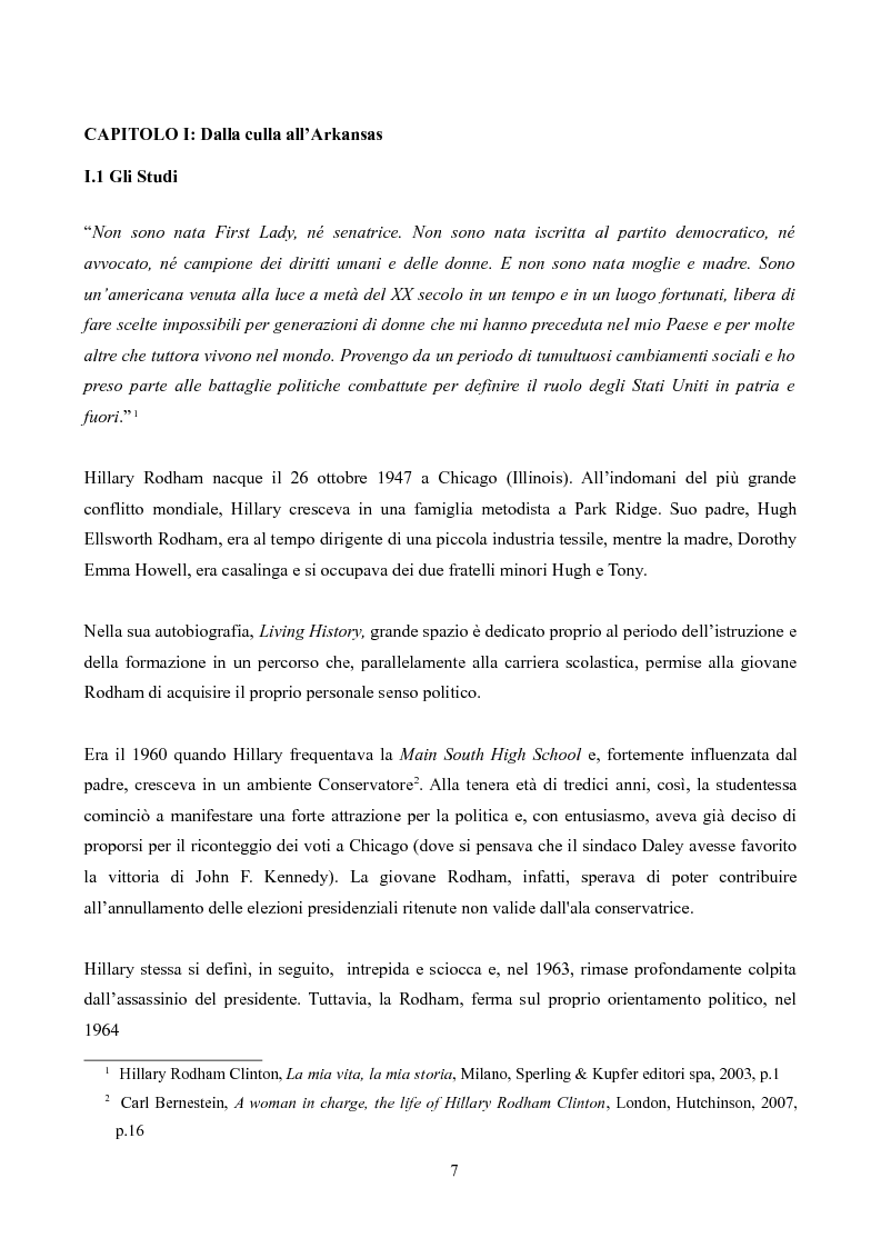 Anteprima della tesi: Hillary Rodham Clinton: l'importanza di essere prime, Pagina 3