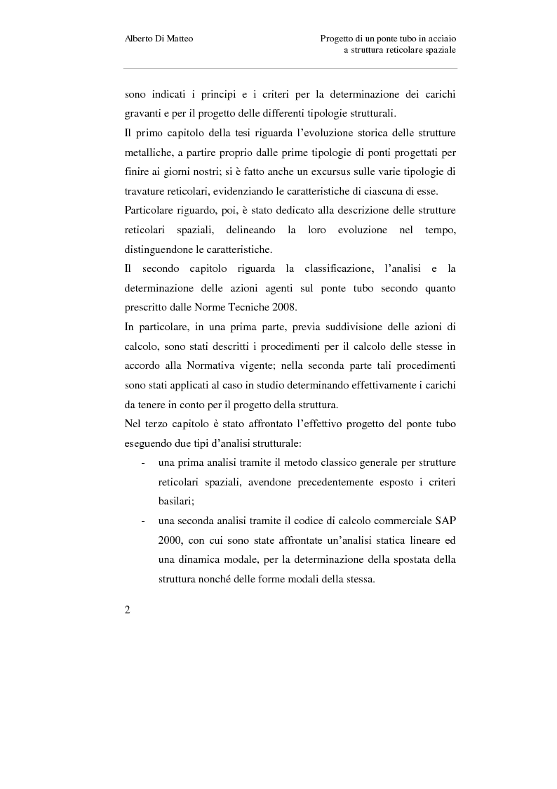 Anteprima della tesi: Progetto di un ponte tubo in acciaio a struttura reticolare spaziale, Pagina 2