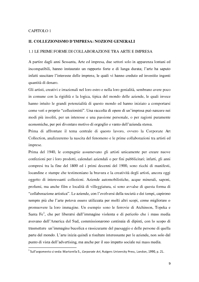 Anteprima della tesi: Corporate art collection: costo o investimento, Pagina 5