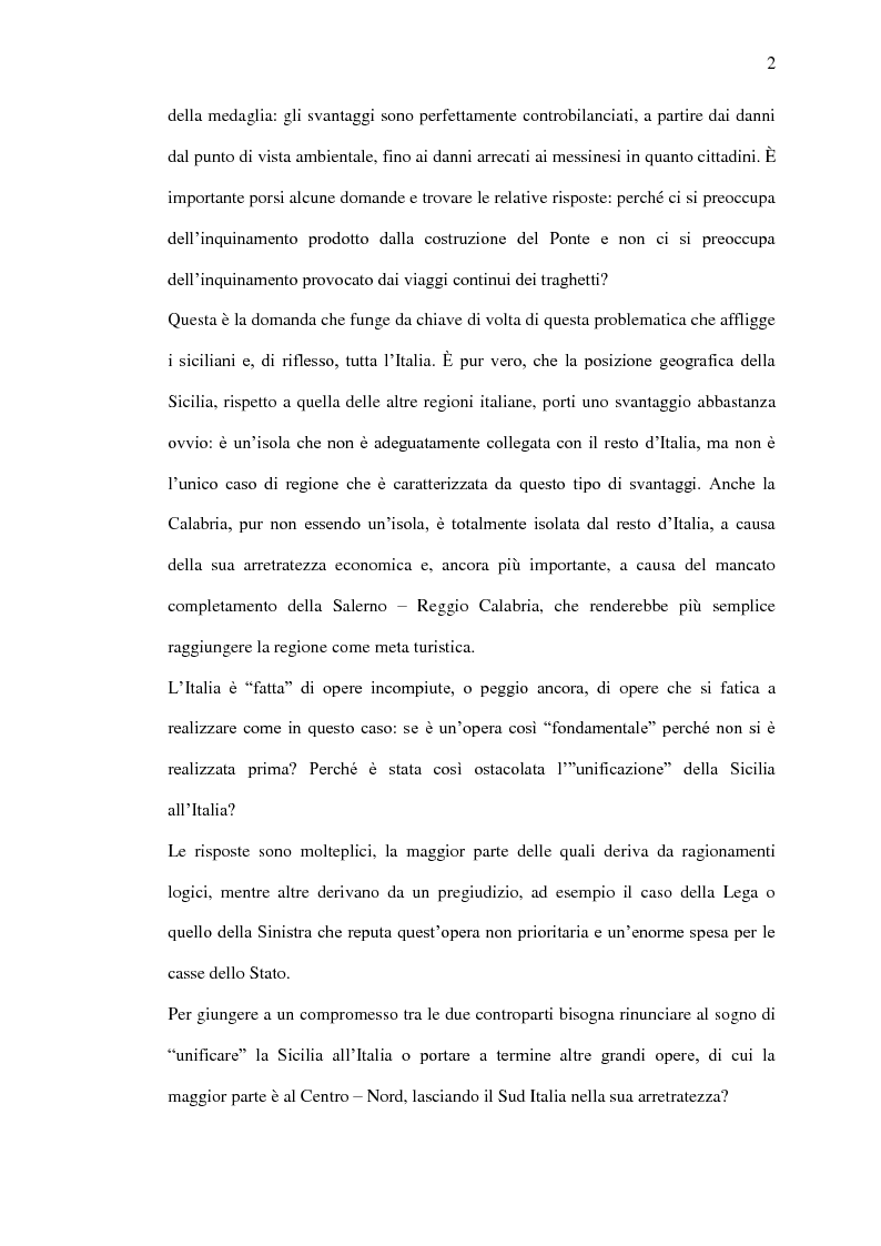Anteprima della tesi: Il ponte sullo Stretto di Messina - Un ponte d'eccellenza per un territorio d'eccellenza, Pagina 2