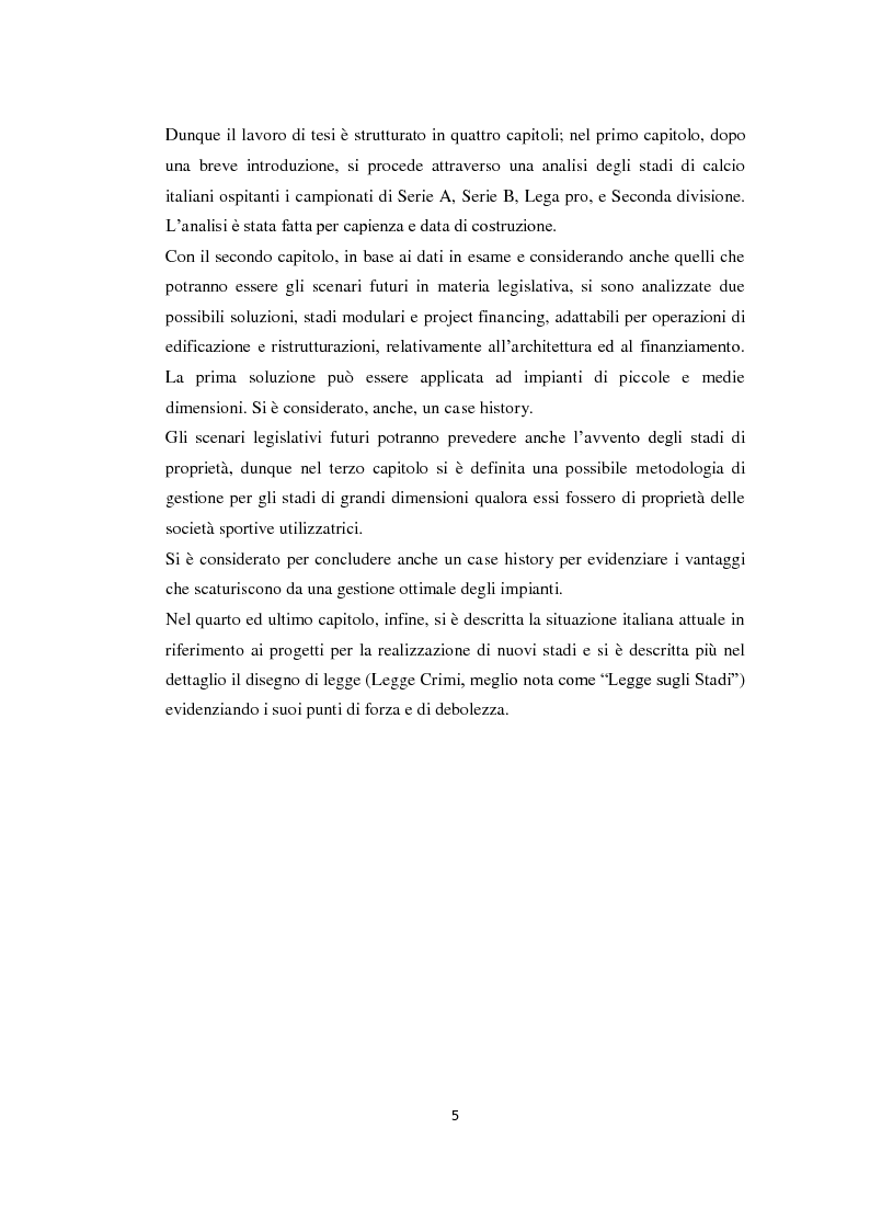 Anteprima della tesi: Realizzazione e gestione degli stadi di calcio: situazione attuale e scenari futuri, Pagina 2