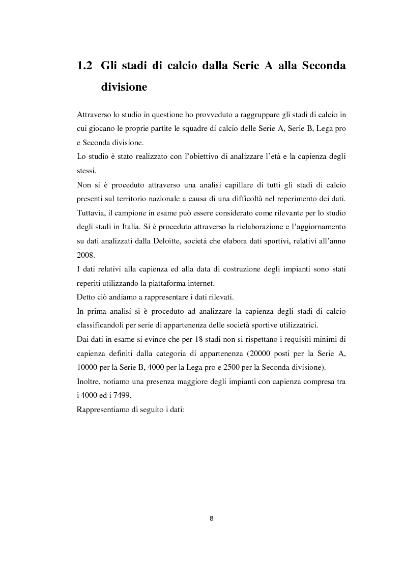 Anteprima della tesi: Realizzazione e gestione degli stadi di calcio: situazione attuale e scenari futuri, Pagina 5