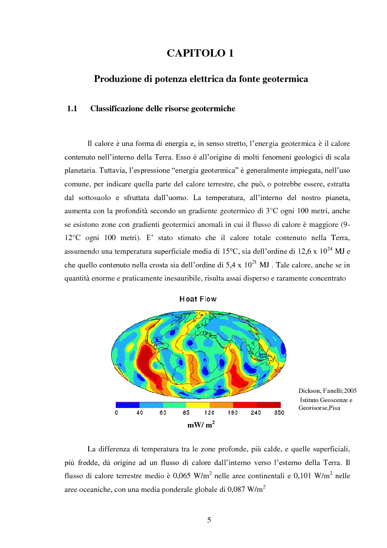 Anteprima della tesi: Produzione di energia elettrica da fonti geotermiche a bassa entalpia , Pagina 5