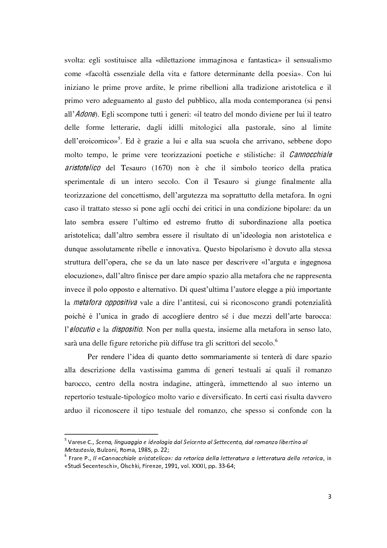 Anteprima della tesi: Il romanzo secentesco e i suoi generi testuali: analisi del "Cordimarte" di G. Artale, Pagina 3