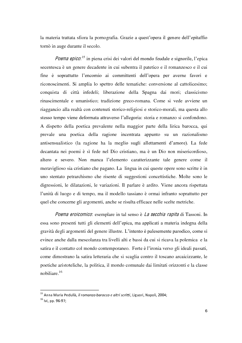Anteprima della tesi: Il romanzo secentesco e i suoi generi testuali: analisi del "Cordimarte" di G. Artale, Pagina 6