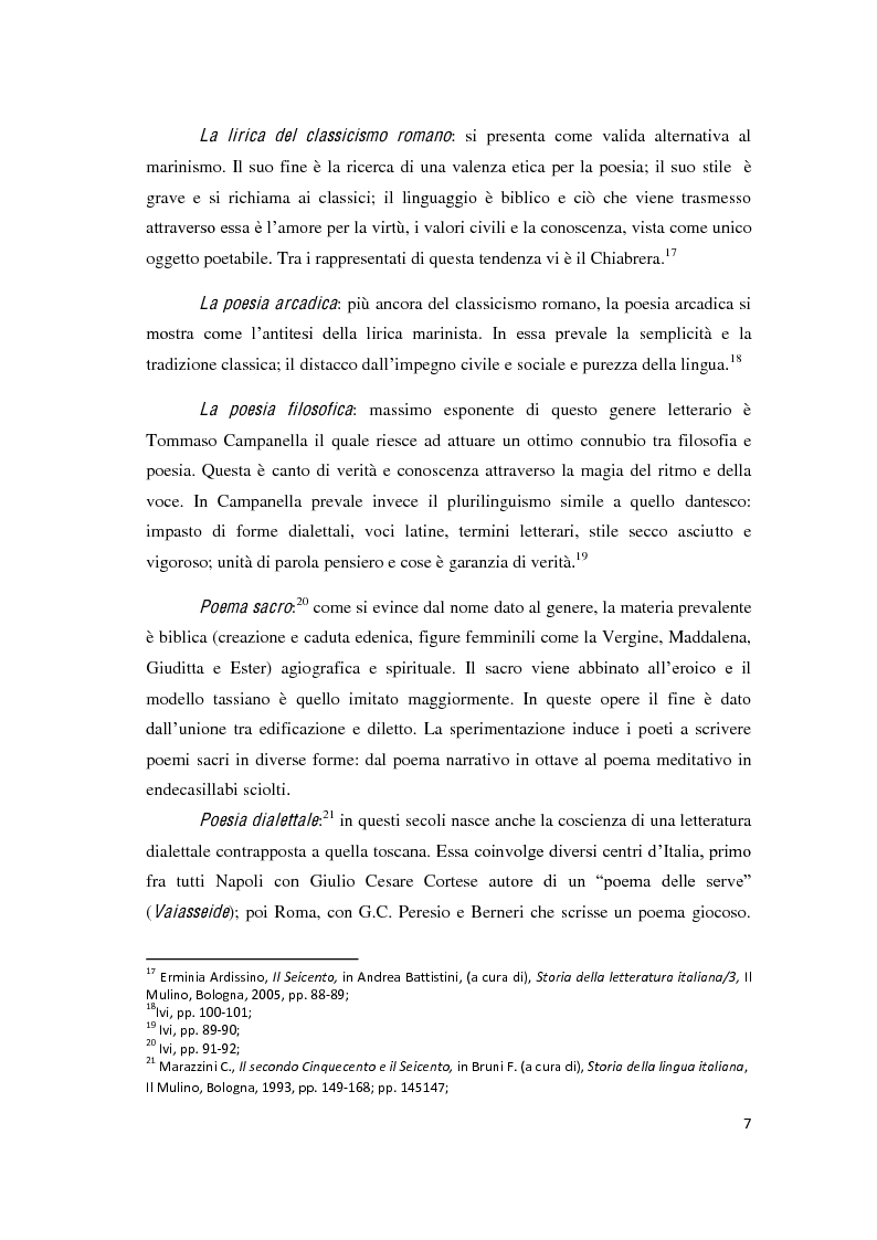 Anteprima della tesi: Il romanzo secentesco e i suoi generi testuali: analisi del "Cordimarte" di G. Artale, Pagina 7