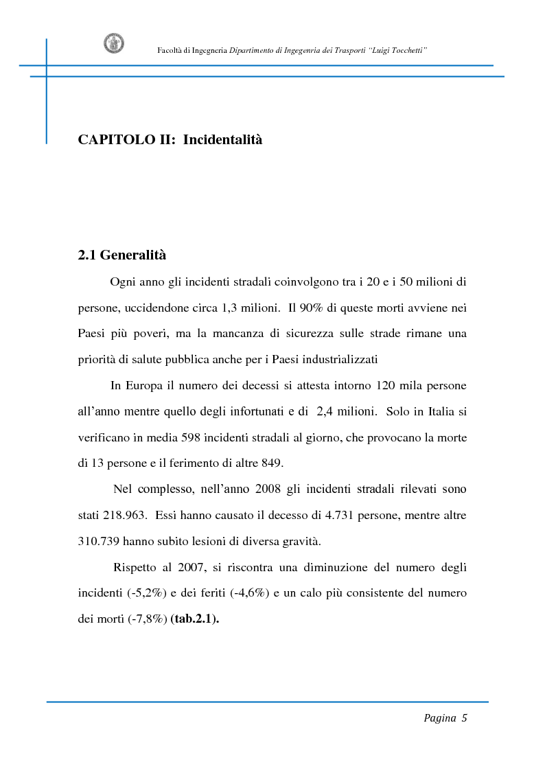 Anteprima della tesi: Sicurezza stradale: analisi della manovra di sorpasso con l'ausilio di sperimentazione su strada e simulazione al calcolatore, Pagina 5