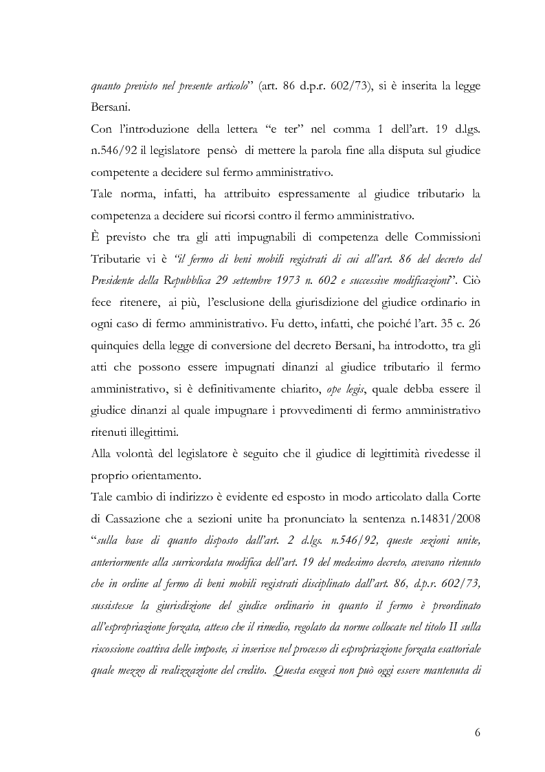 Anteprima della tesi: Il fermo amministrativo nella giurisdizione tributaria, Pagina 3
