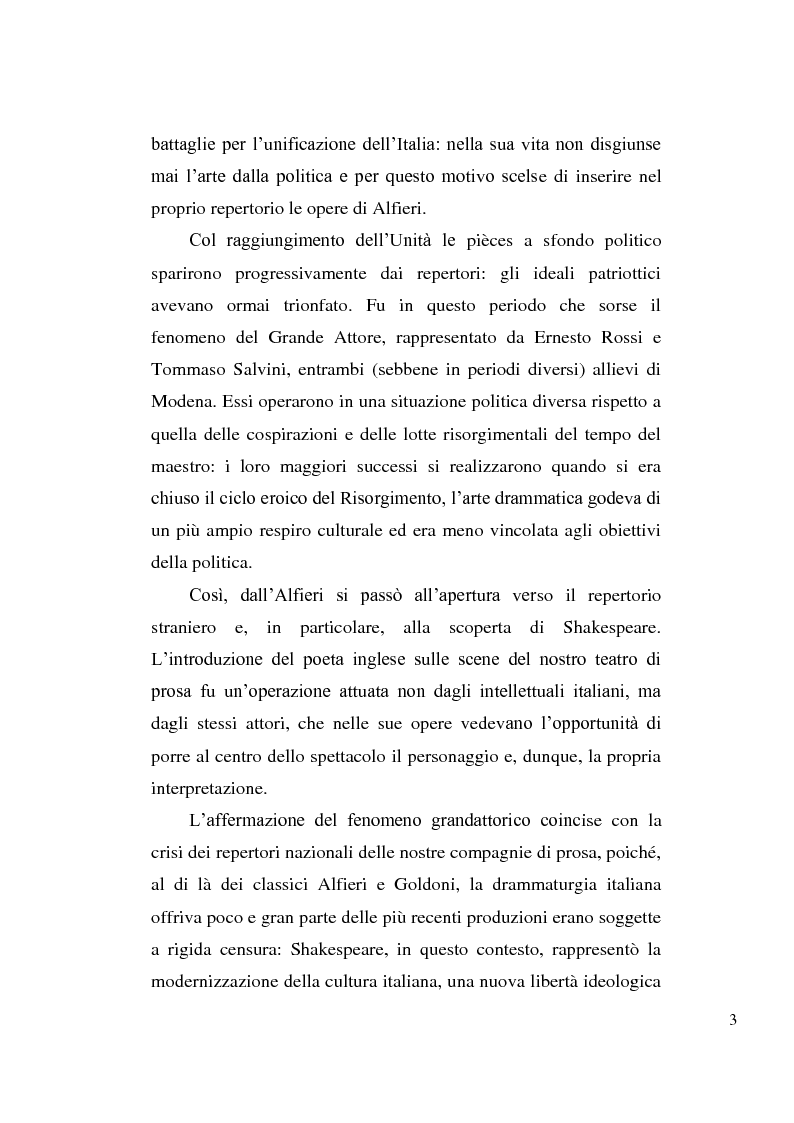 Anteprima della tesi: La tragedia alfieriana di Modena, Rossi e Salvini, Pagina 2