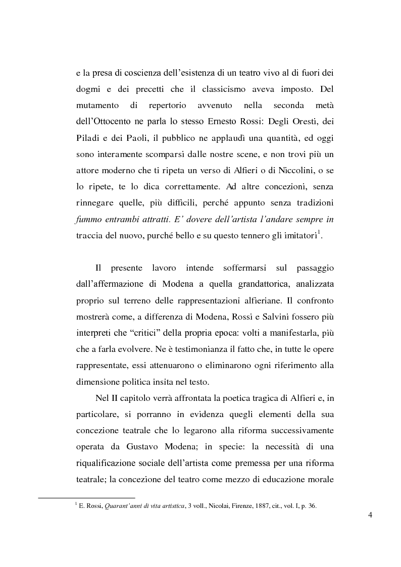 Anteprima della tesi: La tragedia alfieriana di Modena, Rossi e Salvini, Pagina 3