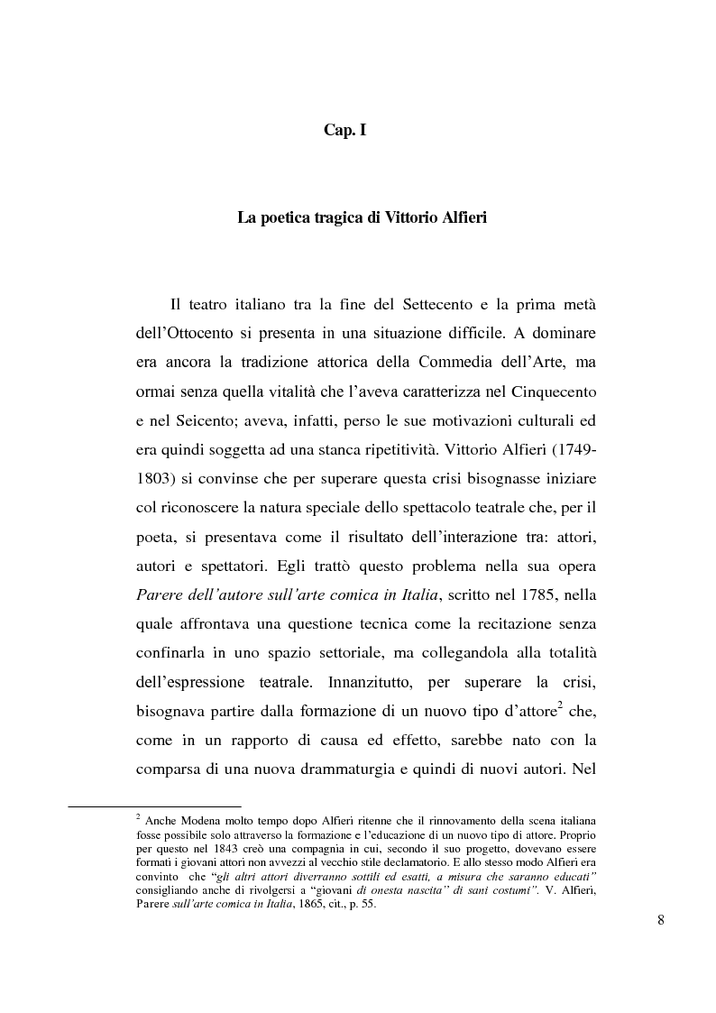 Anteprima della tesi: La tragedia alfieriana di Modena, Rossi e Salvini, Pagina 7