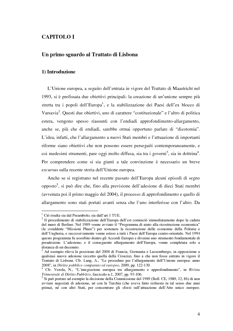 Anteprima della tesi: Le principali innovazioni del Trattato di Lisbona tra allargamento e approfondimento, Pagina 2