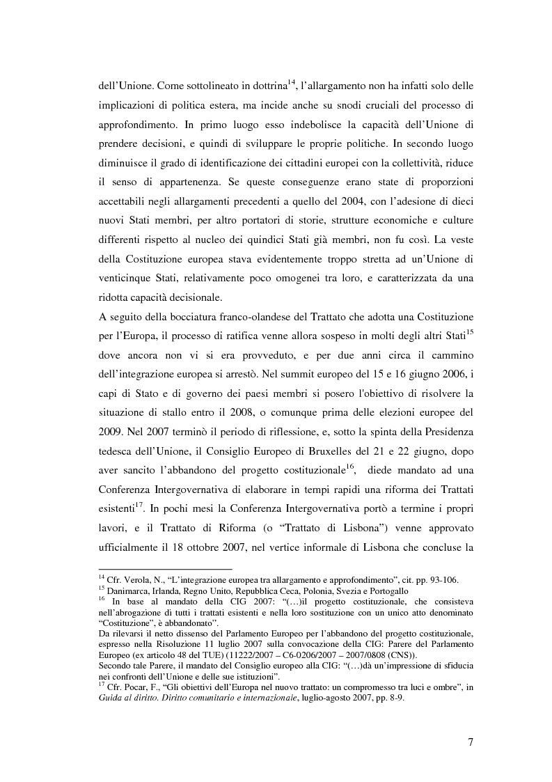 Anteprima della tesi: Le principali innovazioni del Trattato di Lisbona tra allargamento e approfondimento, Pagina 5