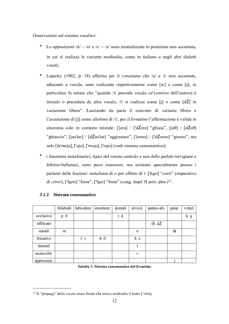 Anteprima della tesi: Varietà dialettali tra Piave e Livenza. Il liventino: profilo linguistico e confini., Pagina 12