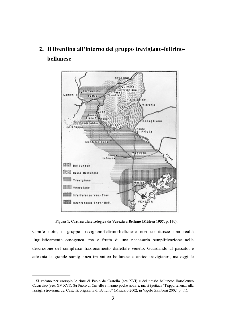 Anteprima della tesi: Varietà dialettali tra Piave e Livenza. Il liventino: profilo linguistico e confini., Pagina 3