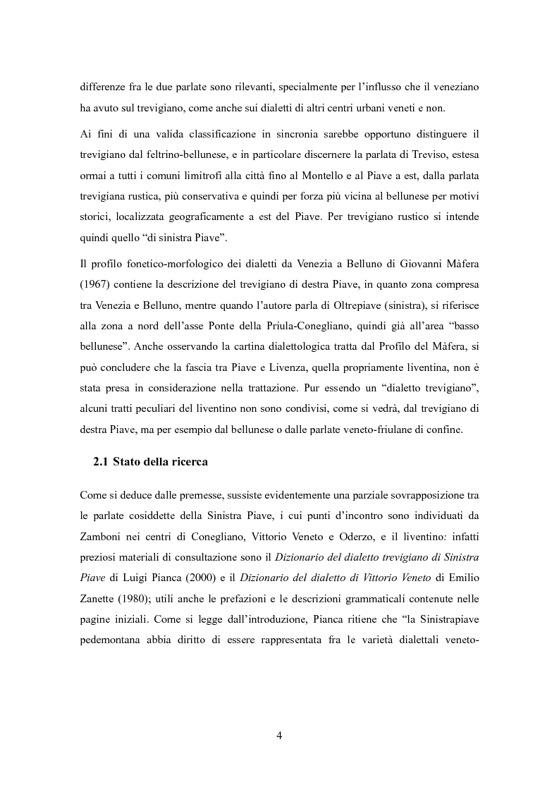 Anteprima della tesi: Varietà dialettali tra Piave e Livenza. Il liventino: profilo linguistico e confini., Pagina 4