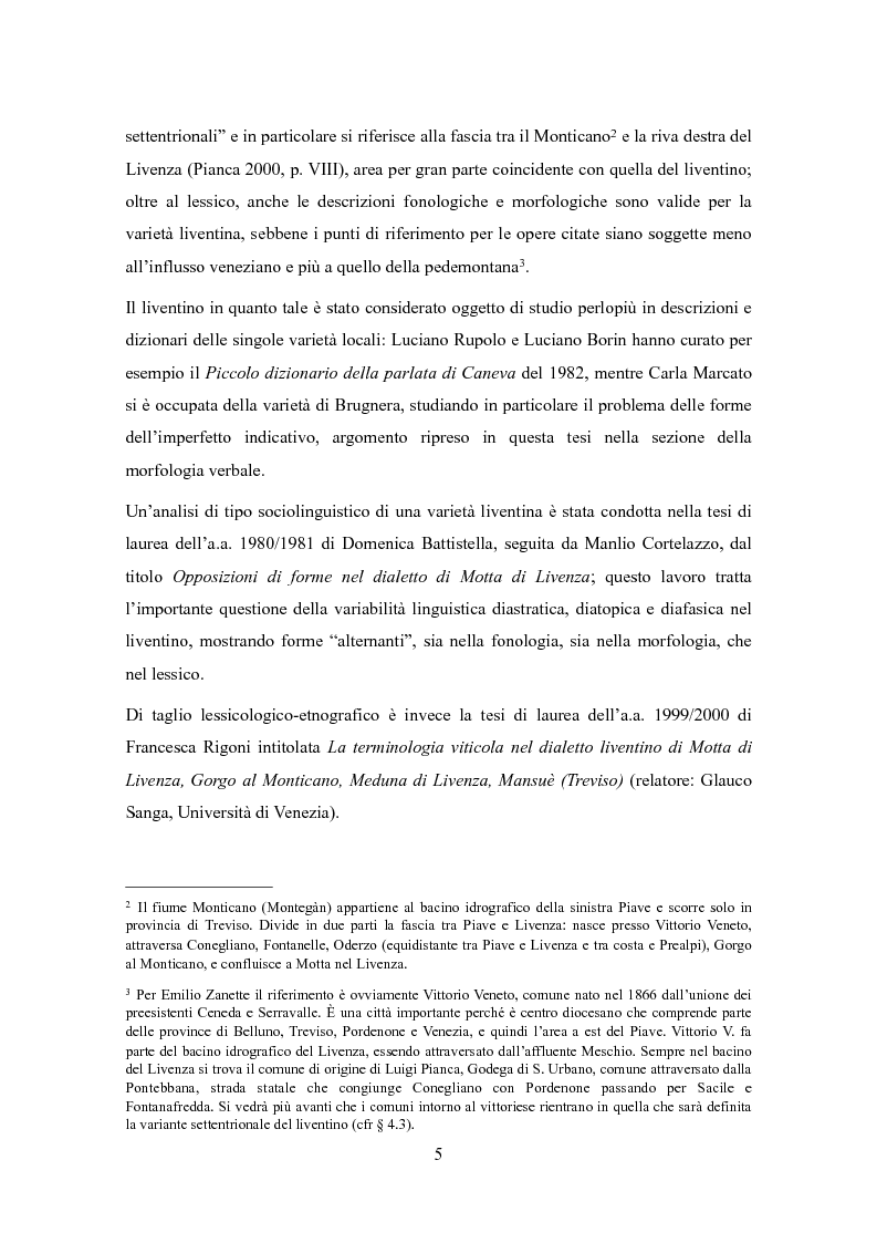 Anteprima della tesi: Varietà dialettali tra Piave e Livenza. Il liventino: profilo linguistico e confini., Pagina 5