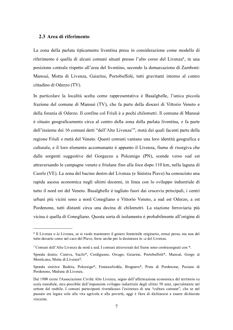 Anteprima della tesi: Varietà dialettali tra Piave e Livenza. Il liventino: profilo linguistico e confini., Pagina 7
