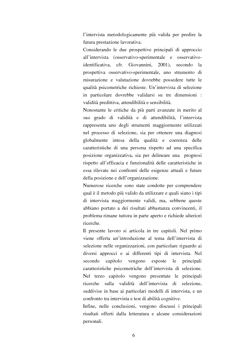 Anteprima della tesi: L’uso e la validità dell’intervista di selezione nella psicologia del lavoro e delle organizzazioni, Pagina 2