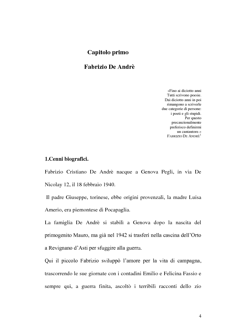 Anteprima della tesi: Da Via del campo a Creuza de ma. La scenografia nelle canzoni di Fabrizio De Andrè., Pagina 3