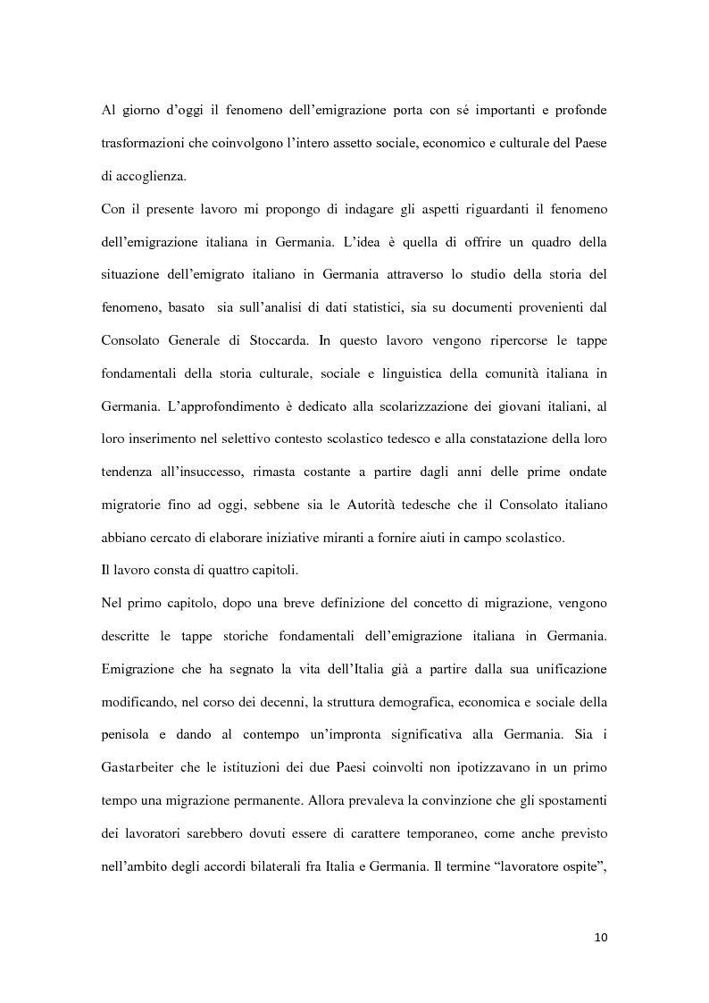 Anteprima della tesi: Integrazione e successo scolastico dei figli degli immigrati italiani in Germania. Uno studio basato sull'attività del Consolato Italiano di Stoccarda., Pagina 2
