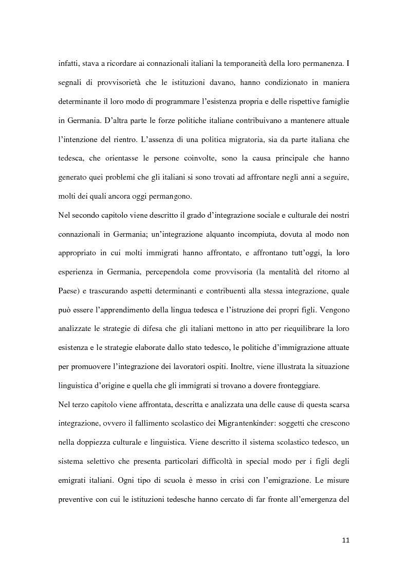 Anteprima della tesi: Integrazione e successo scolastico dei figli degli immigrati italiani in Germania. Uno studio basato sull'attività del Consolato Italiano di Stoccarda., Pagina 3