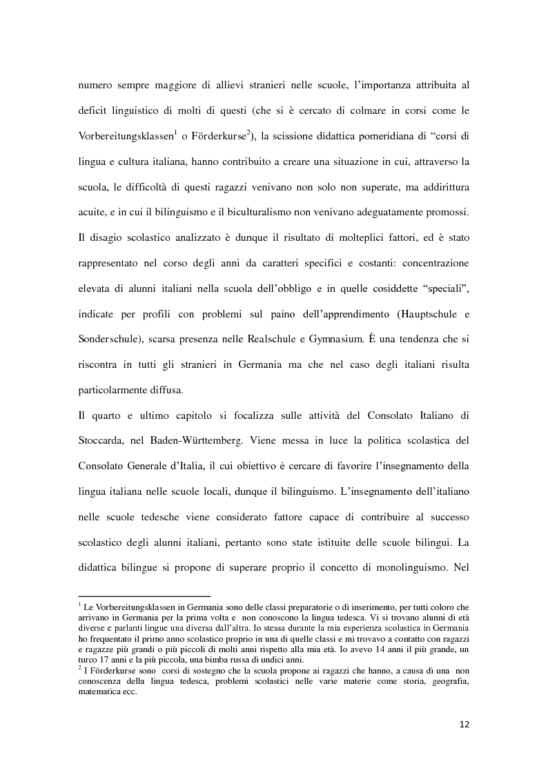 Anteprima della tesi: Integrazione e successo scolastico dei figli degli immigrati italiani in Germania. Uno studio basato sull'attività del Consolato Italiano di Stoccarda., Pagina 4