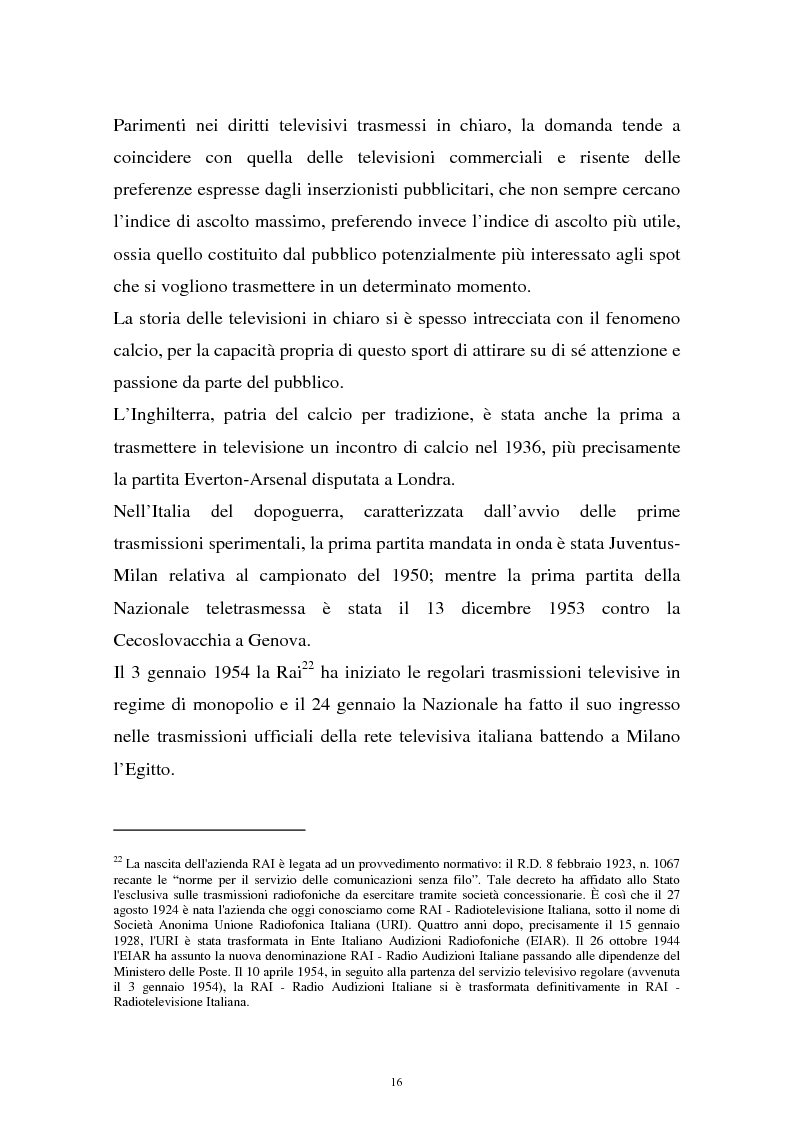 Anteprima della tesi: Diritti televisivi: analisi di un fenomeno che ha cambiato il mondo del calcio, Pagina 13