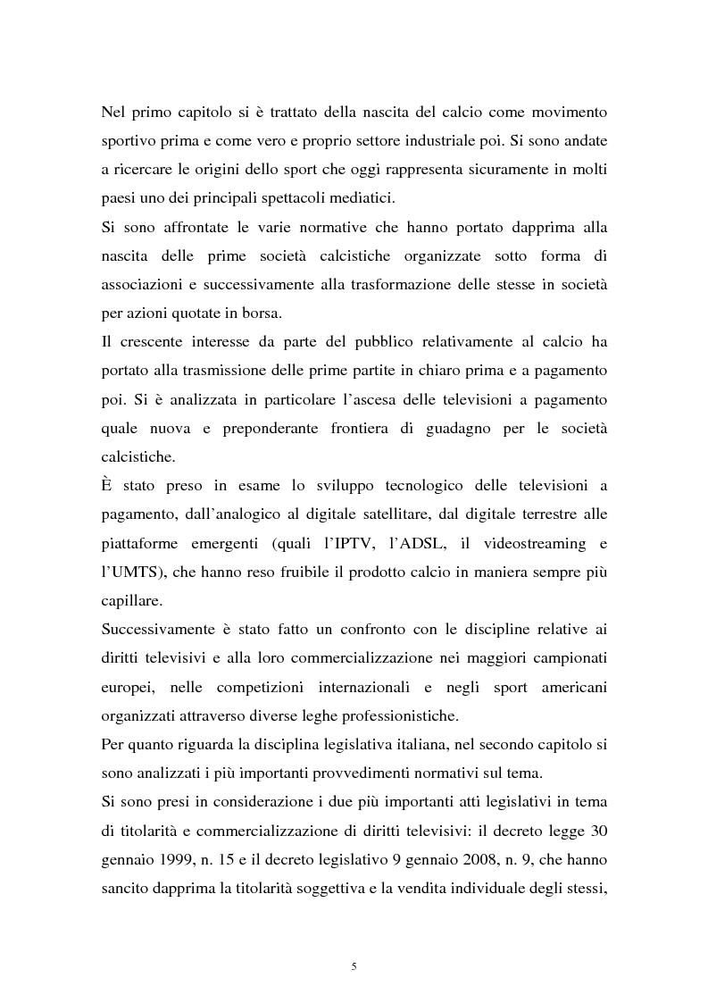 Anteprima della tesi: Diritti televisivi: analisi di un fenomeno che ha cambiato il mondo del calcio, Pagina 2
