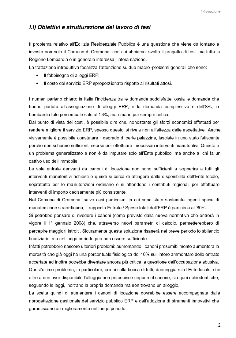Anteprima della tesi: Opportunità di miglioramento nella gestione del patrimonio di edilizia residenziale pubblica in Lombardia: il caso del Comune di Cremona, Pagina 2