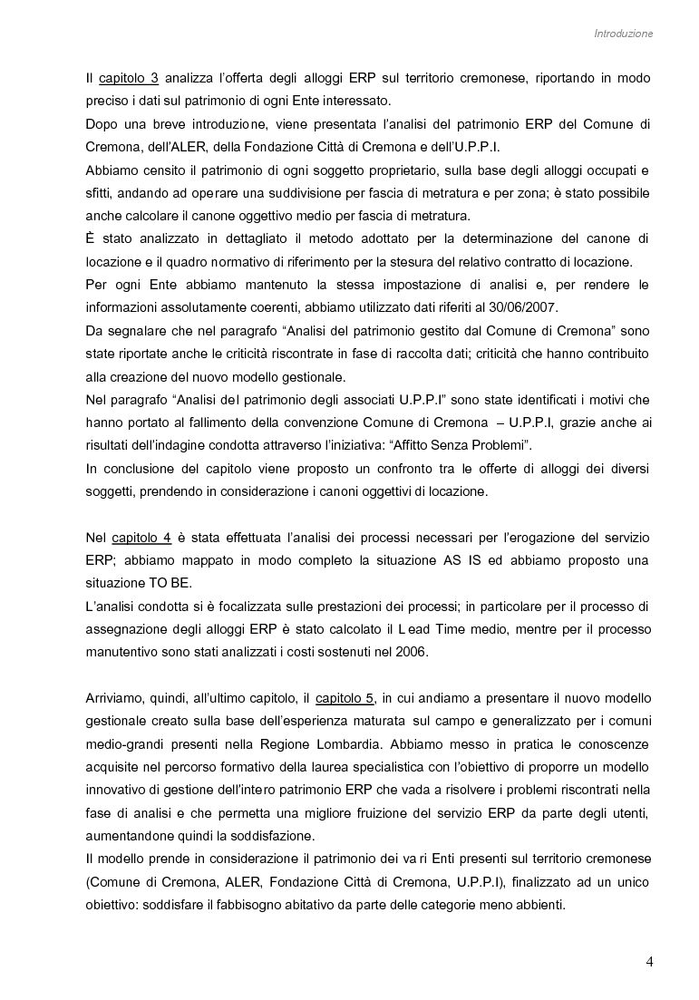 Anteprima della tesi: Opportunità di miglioramento nella gestione del patrimonio di edilizia residenziale pubblica in Lombardia: il caso del Comune di Cremona, Pagina 4