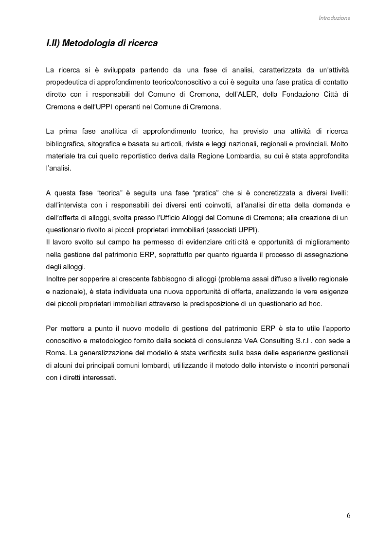 Anteprima della tesi: Opportunità di miglioramento nella gestione del patrimonio di edilizia residenziale pubblica in Lombardia: il caso del Comune di Cremona, Pagina 6