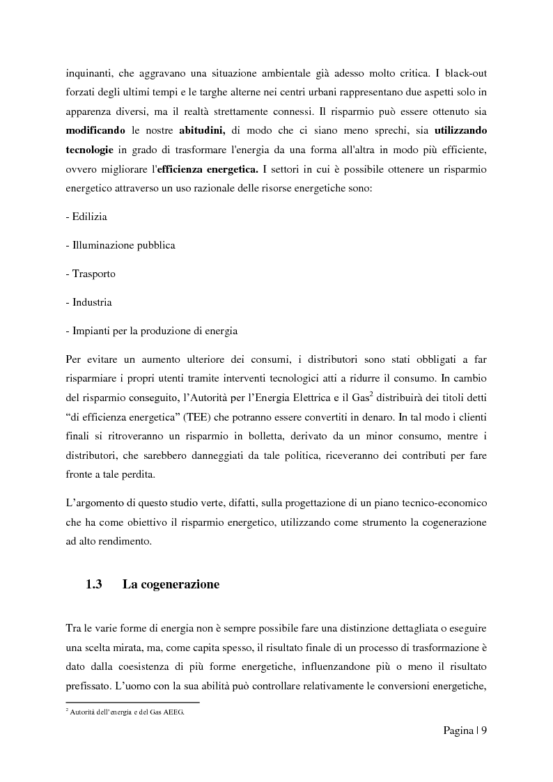 Anteprima della tesi: Analisi tecnico-economica di impianti di cogenerazione ad alto rendimento ed integrazione con un modello “Gas Price Sensitivity'', Pagina 7