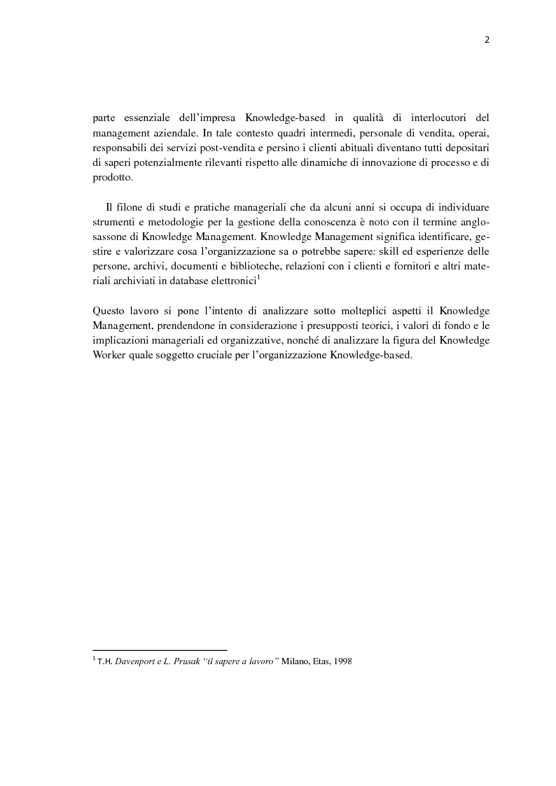 Anteprima della tesi: Knowledge workers & knowledge management, Pagina 2